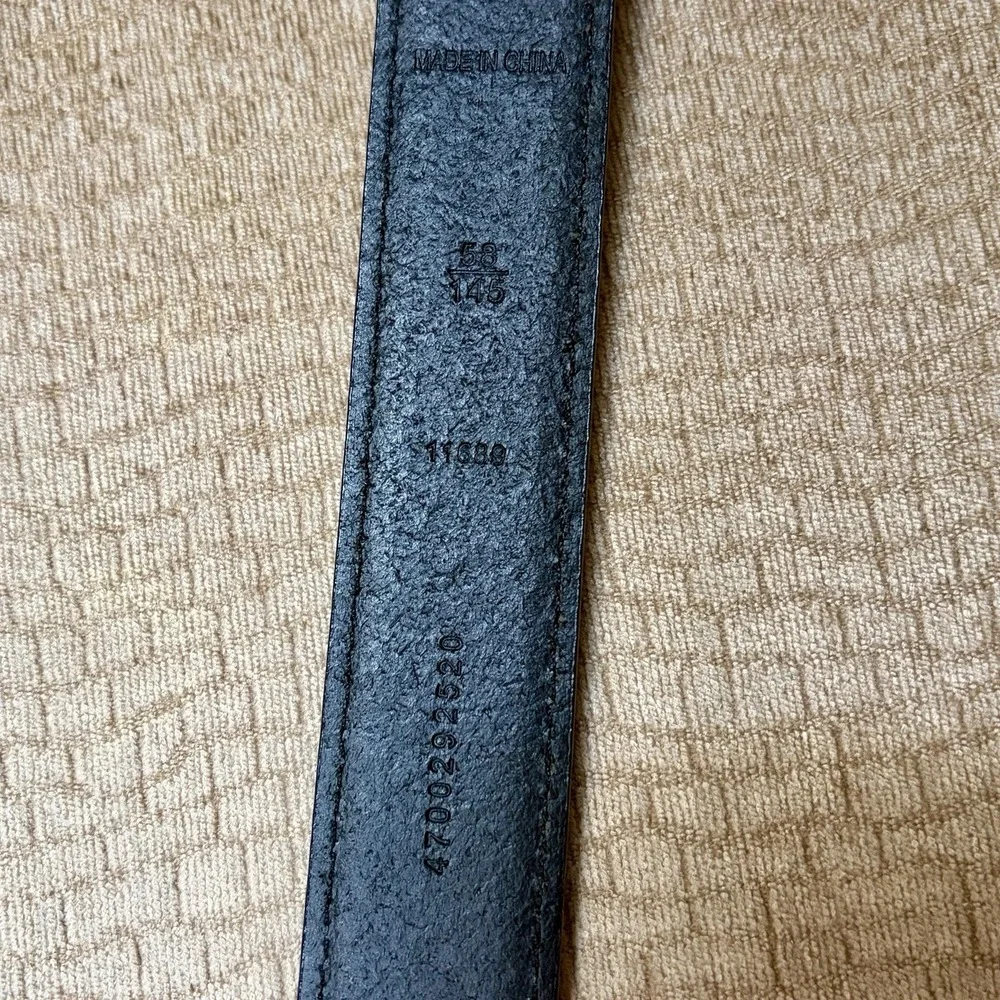 Polo Ralph Lauren Belt Mens 58 Black Leather Silver Buckle Casual Dress Classic
